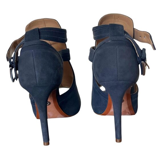 Michael Kors Blue Suede Strappy Stiletto Heels EUC - Picture 4 of 9